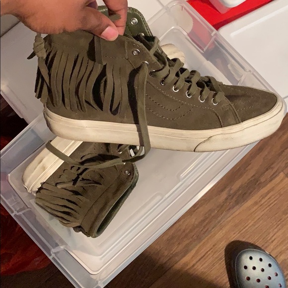 Olive Green Fringe Vans - Picture 1 of 2